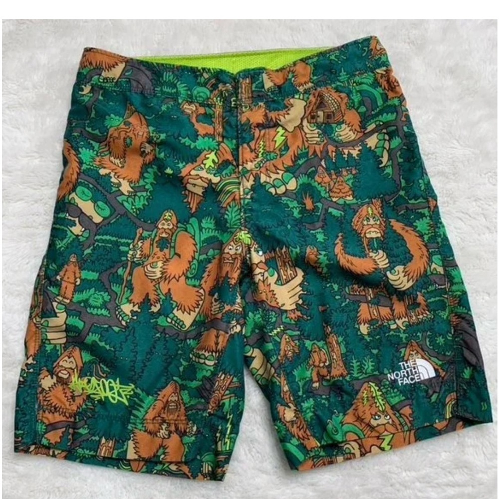 The North Face Boy's Green Bigfoot Caveman Swim Trunks Shorts Size Medium 10/12